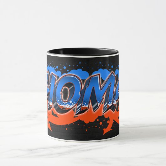 Thomas Vorname Name Graffiti blue orange Tasse (Zentrum)