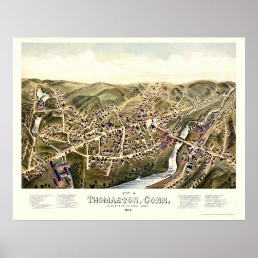Thomaston, CT Panoramic Map - 1879 Poster (Vorne)