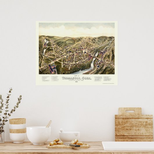 Thomaston, CT Panoramic Map - 1879 Poster (Küche)