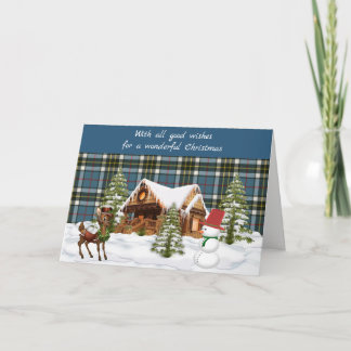 Thompson Blue Scottish Tartan Christmas Feiertagskarte