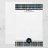 Thompson Clan Blue Formal Dress Tartan Monogram Briefpapier (Vorne/Hinten)