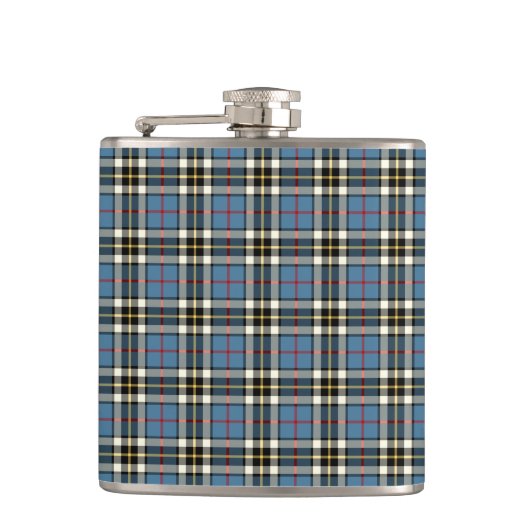Thompson Clan Light Blue Dress Tartan Flachmann (Vorderseite)