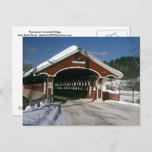 Thompson Covered Bridge, Swanzey New Hampshire Postkarte (Vorne/Hinten)