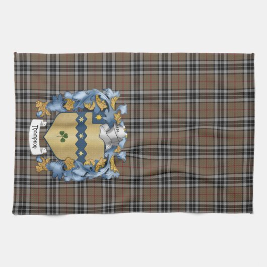 Thompson Familienwappen and Jagd Tartan (Irisch) Handtuch (Horizontal)