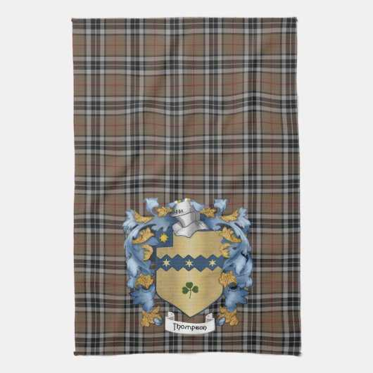 Thompson Familienwappen and Jagd Tartan (Irisch) Handtuch (Vertikal)