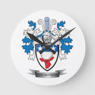 Thompson Familienwappen Coat of Arms Runde Wanduhr