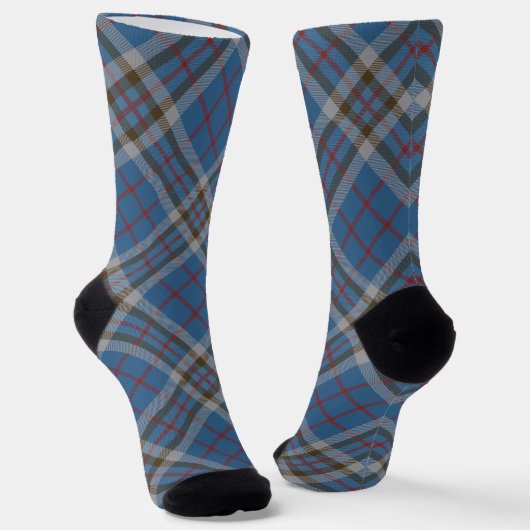Thompson Tartan Plaid Grey Blue Pattern Socken (Gewinkelt)