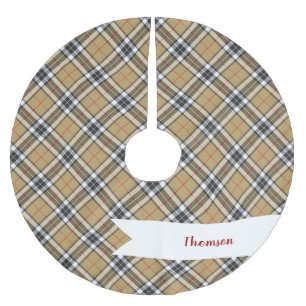 Thomson Camel Tartan Kariertes Muster Familienmode Polyester Weihnachtsbaumdecke