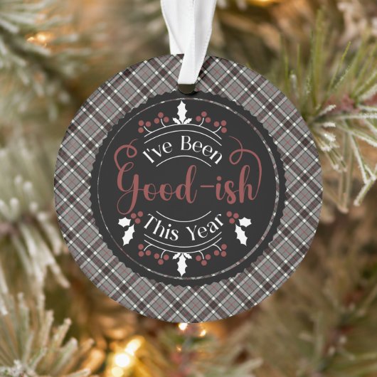 Thomson Grey Modern Tartan Christmas Ornament (Baum)