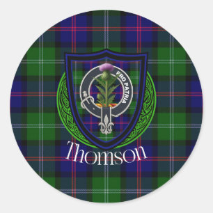 Thomson Schottischer Clan Tartan & Wappen Runder Aufkleber