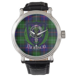 Thomson Scottish Clan Tartan & Crest Armbanduhr