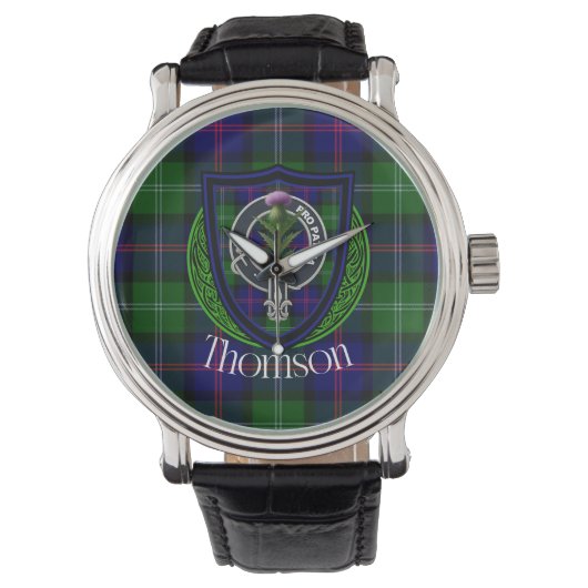 Thomson Scottish Clan Tartan & Crest Armbanduhr (Vorderseite)