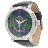 Thomson Scottish Clan Tartan & Crest Armbanduhr (Schrägansicht)