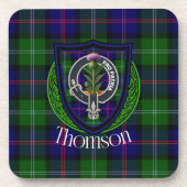 Thomson Scottish Clan Tartan & Crest Getränkeuntersetzer (Vorderseite)
