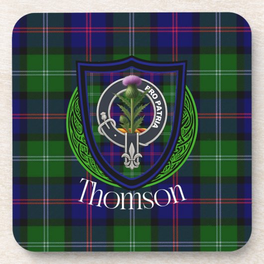 Thomson Scottish Clan Tartan & Crest Getränkeuntersetzer (Vorderseite)