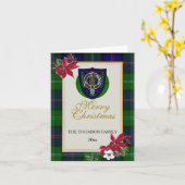 Thomson Scottish Clan Tartan & Crest Karte (Gelbe Blume)