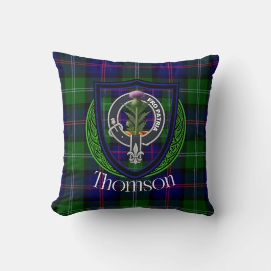 Thomson Scottish Clan Tartan & Crest Kissen (Vorderseite)