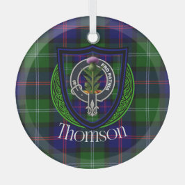 Thomson Scottish Clan Tartan & Crest Ornament Aus Glas
