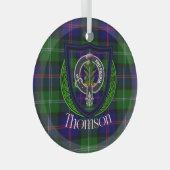 Thomson Scottish Clan Tartan & Crest Ornament Aus Glas (Vorderseite Rechts)