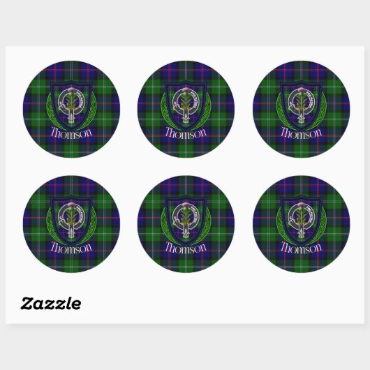 Thomson Scottish Clan Tartan & Crest Runder Aufkleber (Blatt)