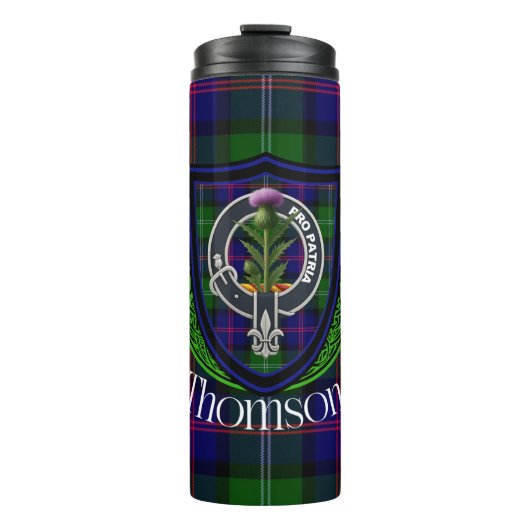 Thomson Scottish Clan Tartan & Crest Thermosbecher (Vorderseite)