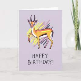 Thomson's Gazelle Zeichnend Fun Happy Birthday Car Karte