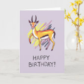 Thomson's Gazelle Zeichnend Fun Happy Birthday Car Karte (Gelbe Blume)
