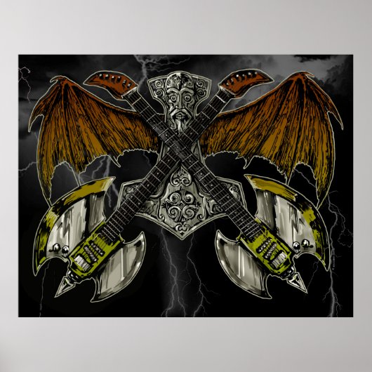 Thor Hammer der Götter Gitarren Poster (Vorne)