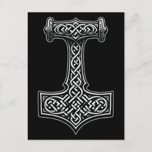 Thor-Hammer-Wandkunst – Nordische Knotwork-Aussage Postkarte