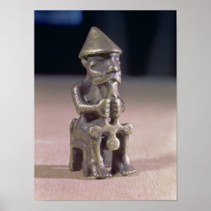 Thor mit einem Hammer, Statuette in Island gefunde Poster
