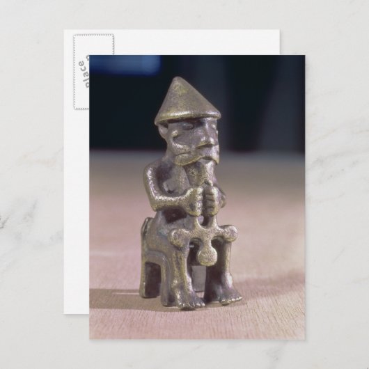 Thor mit einem Hammer, Statuette in Island gefunde Postkarte (Vorne/Hinten)