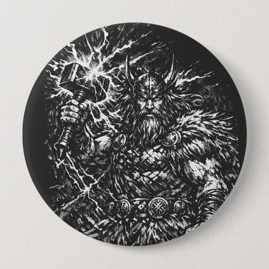 Thor — Sturmgepeitschter Gott des Donners Button (Vorderseite)
