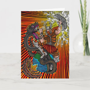 Thor vs. Jörmungandr Grußkarte Karte
