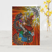 Thor vs. Jörmungandr Grußkarte Karte (Gelbe Blume)