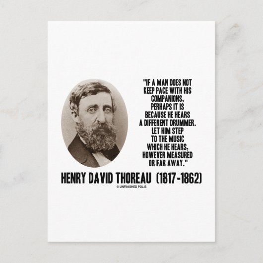 Thoreau Different Drummer Step to the Music Postkarte (Vorderseite)