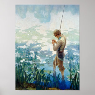 Thoreau Fischerei am Walden Pond durch N. C. Wyeth Poster