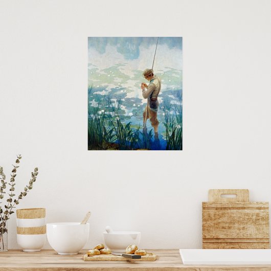 Thoreau Fischerei am Walden Pond durch N. C. Wyeth Poster (Küche)