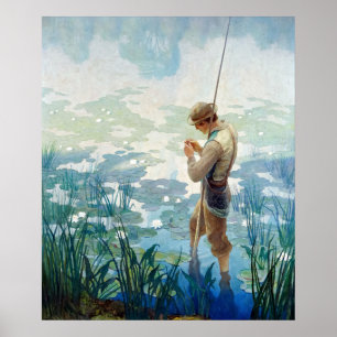 Thoreau Fischerei am Walden Pond durch N. C. Wyeth Poster