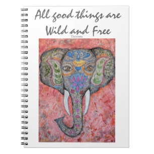 Thoreau Inspirations-Elefant-Kunst-gewundenes Notizblock