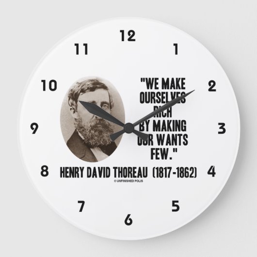 Thoreau macht uns reich und macht unsere Wollenden Große Wanduhr (Vorderseite)