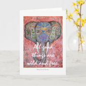 Thoreau Poetry Painted Elephant Art Grußkarte Karte (Gelbe Blume)