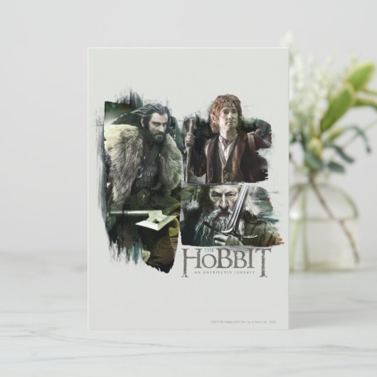 THORIN OAKENSHIELD™, BILBO BAGGINS™ & Gandalf Art Einladung (Stehend Vorderseite)