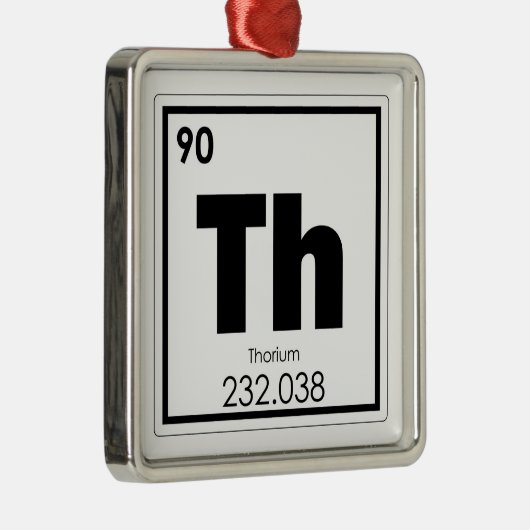 Thorium Chemielementsymbol Silbernes Ornament (Rechts)