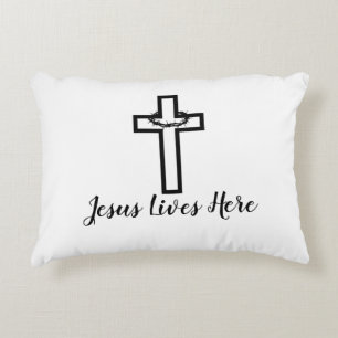 Thorn Cross Jesus lebt hier Akzent Kissen