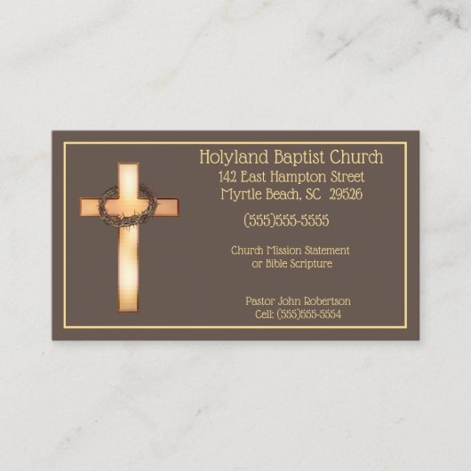Thorn Crown Cross Church Business Cards Visitenkarte (Vorderseite)