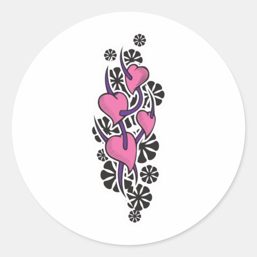 Thorns and Hearts Tattoo Design Runder Aufkleber (Vorderseite)