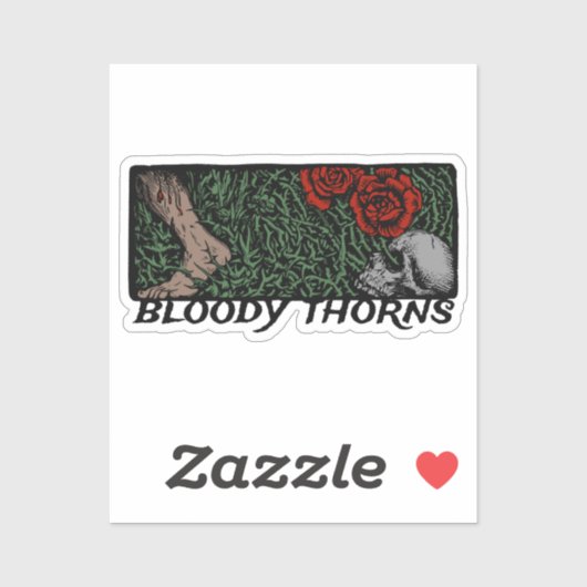 Thorns Skull Rose fühlen mittelalterlich farbene B Aufkleber (Blatt)