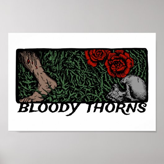 Thorns Skull Rose fühlen mittelalterlich farbene B Poster (Vorne)