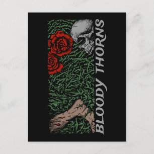 Thorns Skull Rose fühlen mittelalterlich farbene B Postkarte