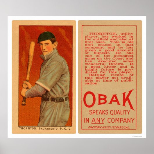 Thornton Sacramento Baseball 1911 Poster (Vorne)